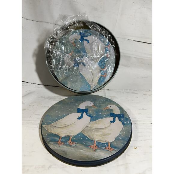 Set of 3 Vintage Round Geese Goose Metal Nesting Tins GUC - Picture 5 of 7